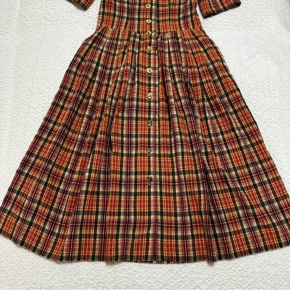 Vintage Linzner German Plaid Button Down Dress With Pockets UK Size 36 - Picture 5 of 13